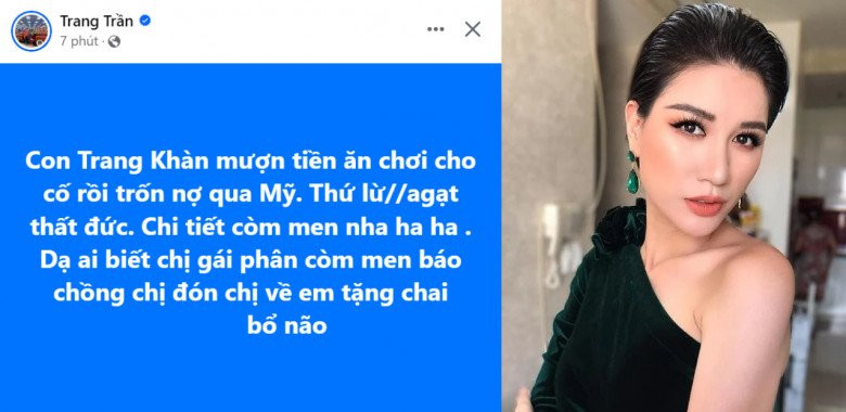 Phản ứng của Trang Trần khi bị tố mượn tiền rồi bỏ trốn