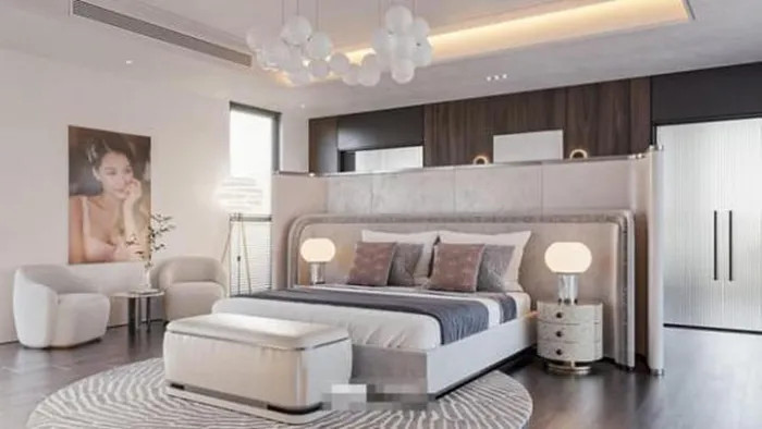 Phòng ngủ gây ấn tượng với phong cách hiện đại, sang trọng nổi bật là bức ảnh đánh dấu chủ quyền của người đẹp