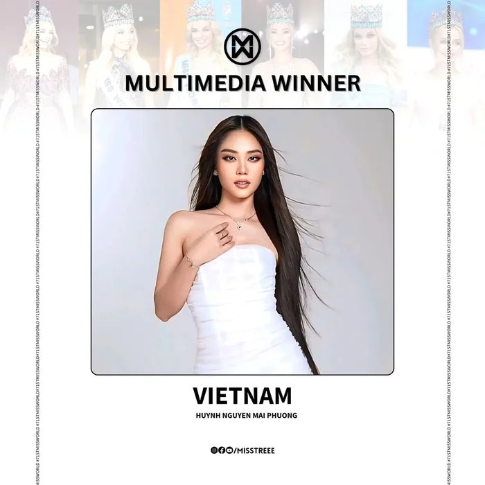 Mai Phương xác nhận chiến thắng giải Multimedia của Miss World 2023