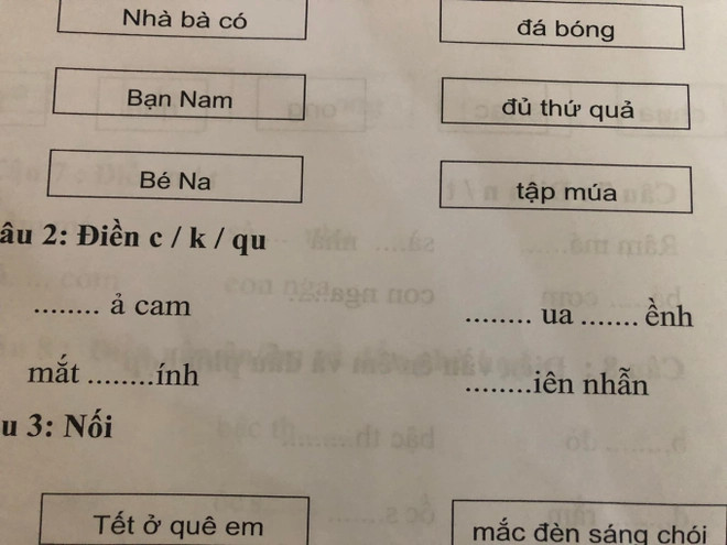 Thoạt nhìn, bài điền từ này có vẻ đơn giản, nhưng nó vẫn làm hàng ngàn phụ huynh đau đầu và bối rối.