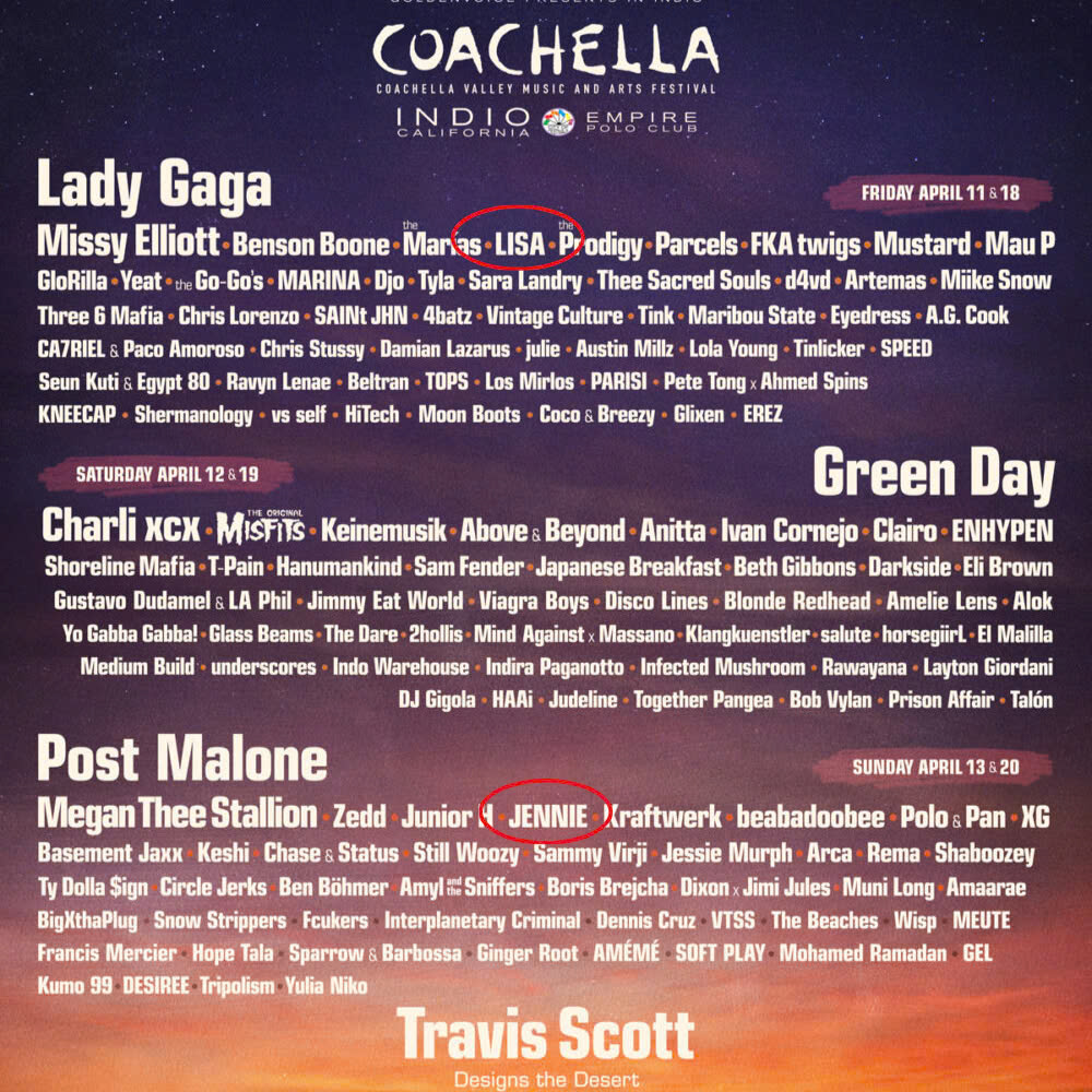 Coachella công bố dàn line-up có sự xuất hiện của 2 thành viên BLACKPINK