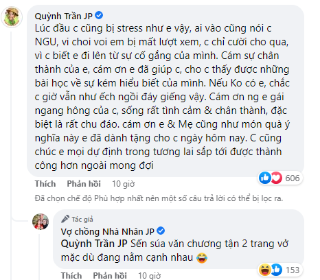 Quỳnh Trần JP biết ơn người em vì đã giúp mình phát triển bản thân hơn trước.