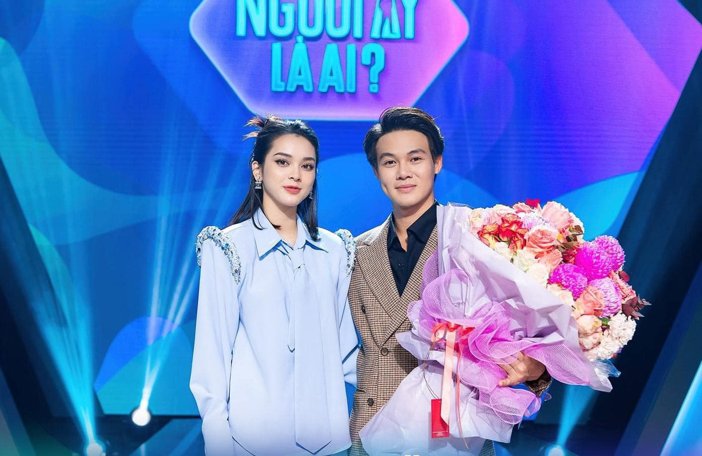 Quỳnh Lương và Nguyễn Tiến Phát ghép đôi thành công trong chương trình 'Người ấy là ai'. Ảnh: Sưu tầm