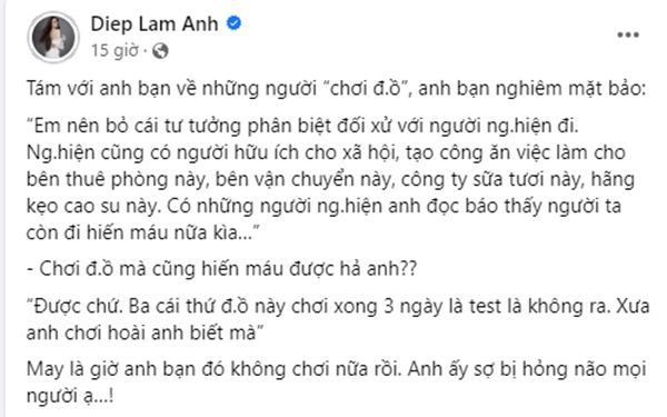 Bài đăng đầy thâm thúy của Diệp Lâm Anh khiến Quỳnh Thư không thể phản pháo. Ảnh: FBNV