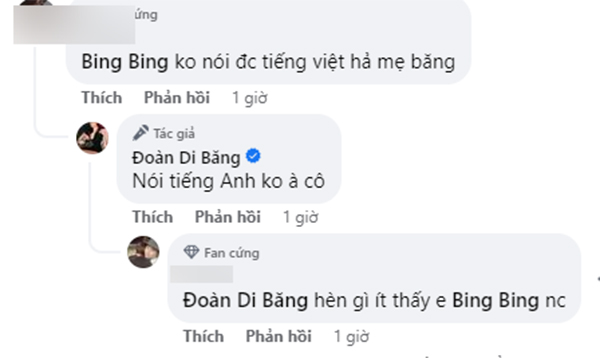 Lý do Bing Bing phải học tiếng mẹ đẻ vì con chỉ nói tiếng Anh, chưa thể nói tiếng Việt. Ảnh: FBNV