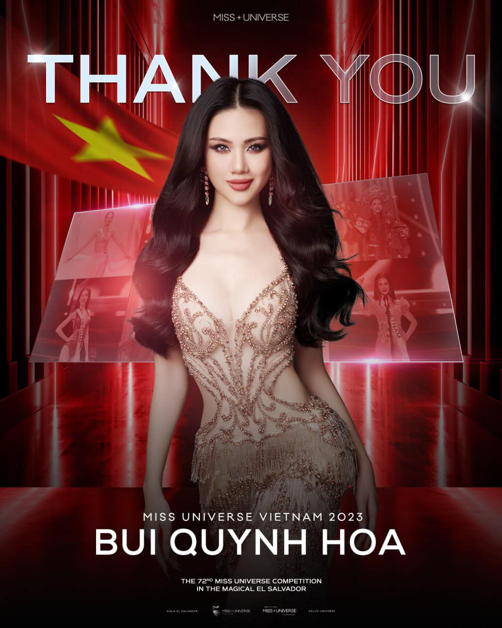 Bùi Quỳnh Hoa cảm ơn và xin lỗi khán giả sau khi trở về từ 'Miss Universe 2023'. Ảnh: FBNV