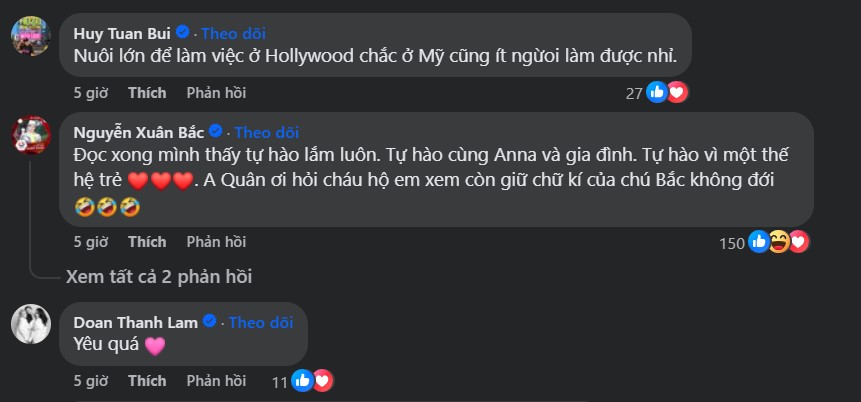 Các nghệ sĩ cũng tự hào cho gia đình Diva Mỹ Linh và Anna Trương