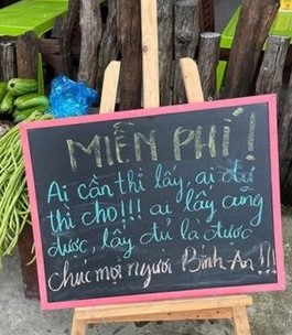 Tấm bảng do chính tay anh Hải Âu viết