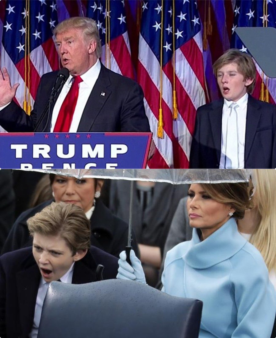 Barron Trump 10 tuổi 'ngáp' trong buổi phát biểu của cha mình