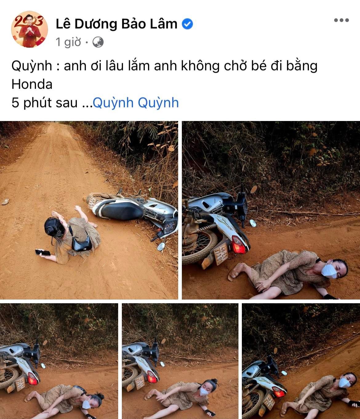 Chở Quỳnh Quỳnh vi vu xe máy nhưng bị té, Lê Dương Bảo Lâm không đỡ mà còn có hành động 'lạnh lùng' - ảnh 1