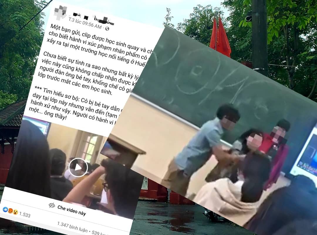 Xôn xao hình ảnh cô giáo ở Huế bị khoá tay đẩy ra khỏi lớp trước mặt học sinh, lãnh đạo tỉnh lên tiếng - ảnh 1