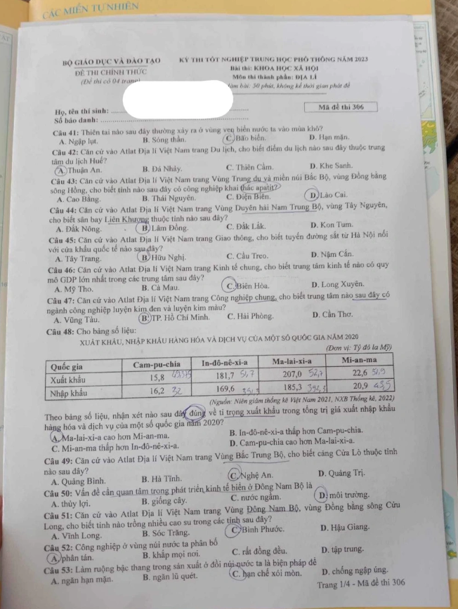 Nhiều giáo viên địa lý đánh giá đề thi 'lạ' và khó, học sinh ngỡ ngàng vì chưa từng học - ảnh 2