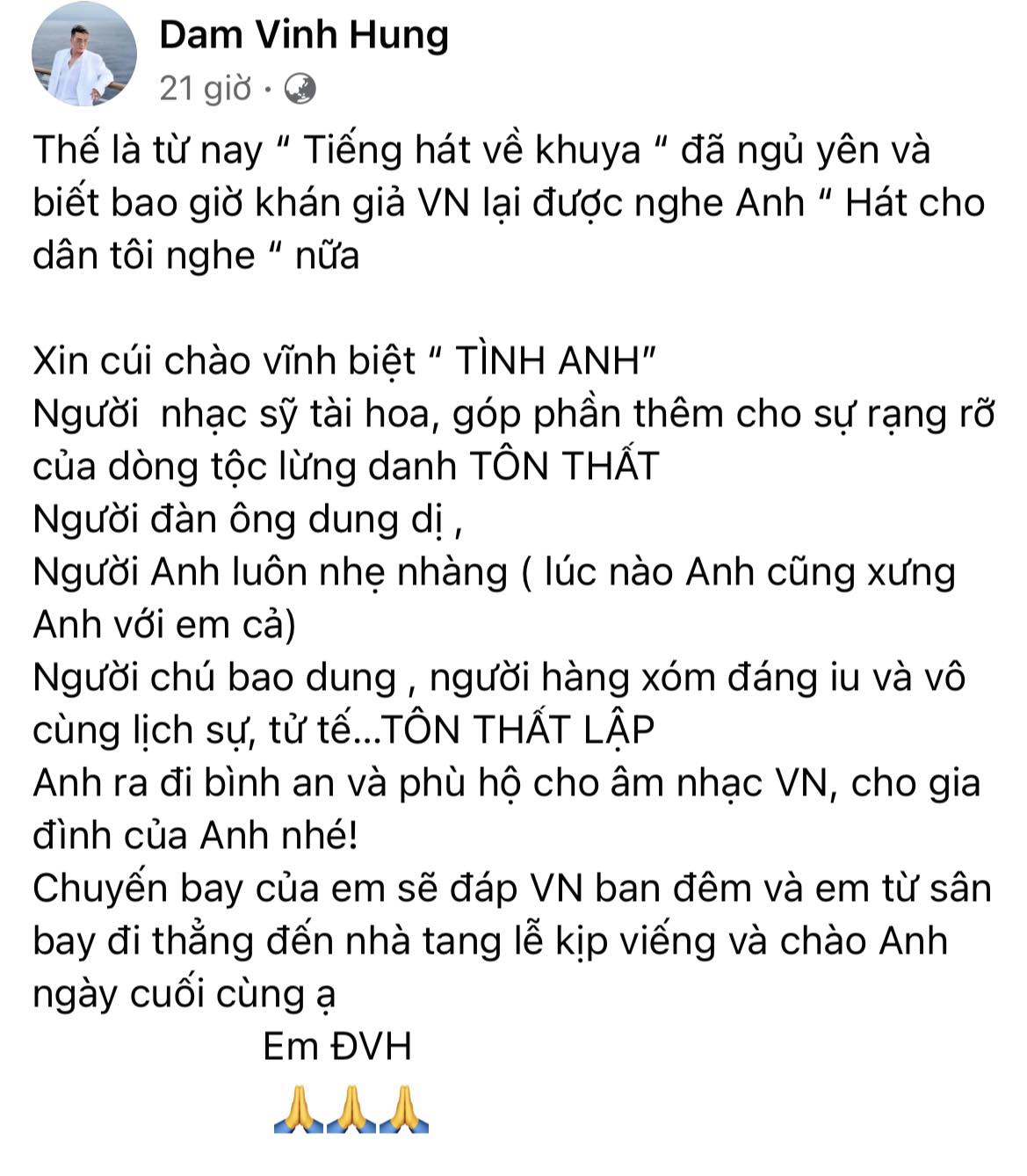 Một nhạc sĩ gạo cội qua đời, Đàm Vĩnh Hưng vừa bay về Việt Nam đã lập tức đến chia buồn - ảnh 3