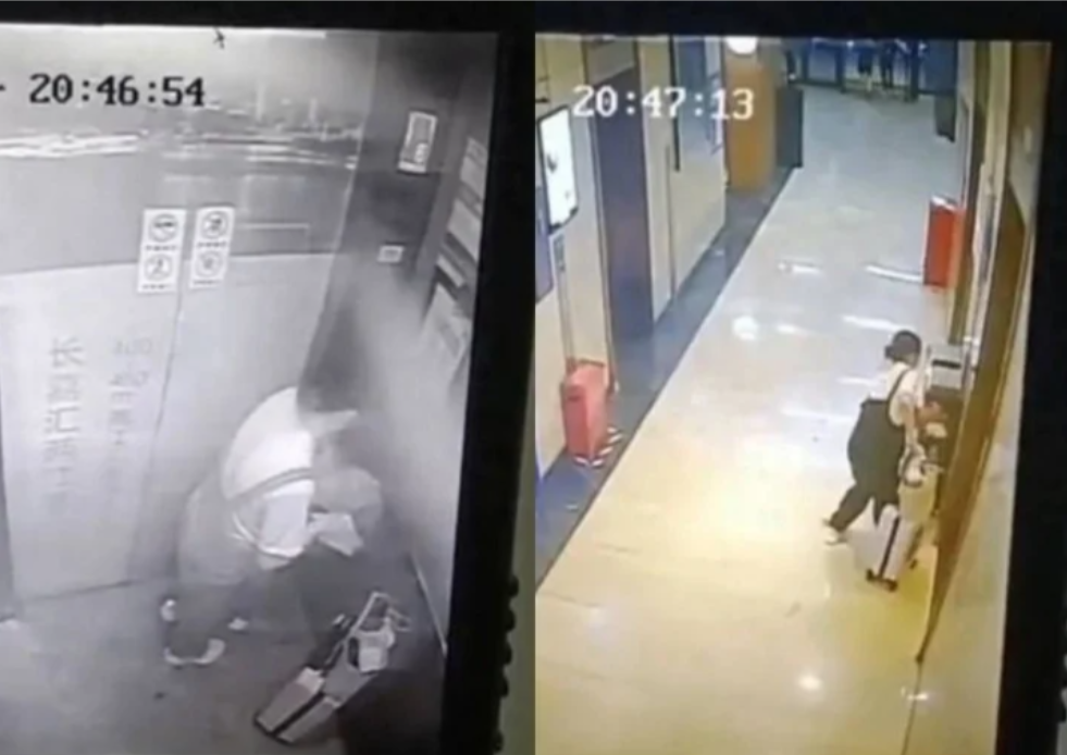 Kéo vali vào trong thang máy, người phụ nữ bị camera ghi lại tội ác đáng sợ - ảnh 3