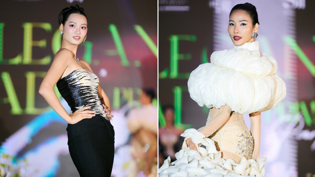 Á hậu Hoàng Thuỳ và Á hậu Quỳnh Anh đọ trình catwalk tại buổi dạ tiệc - ảnh 3