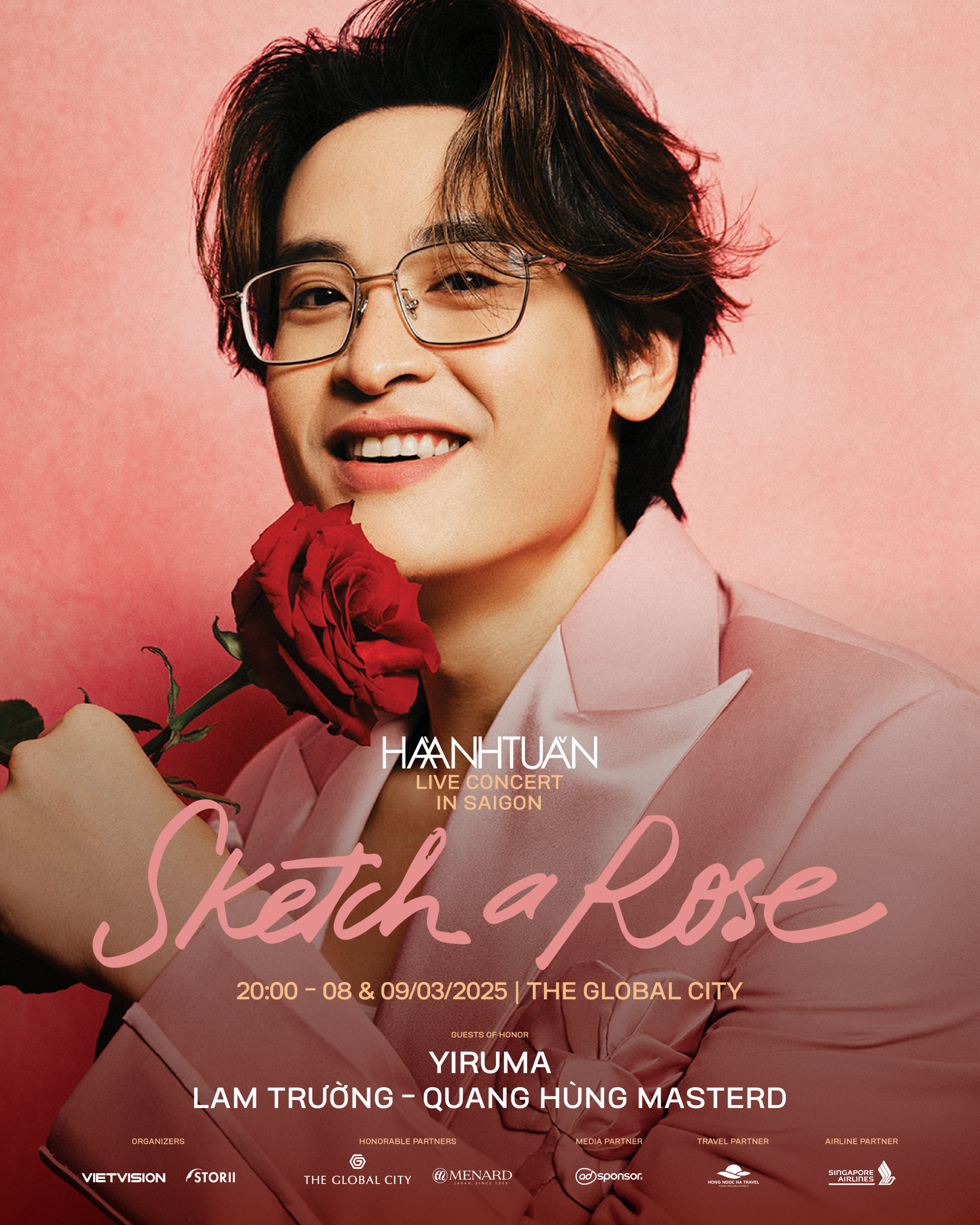 Ngoài Yiruma, đêm diễn Sketch a Rose của Hà Anh Tuấn tại TPHCM sẽ có sự góp mặt của Lam Trường, Quang Hùng MasterD,...