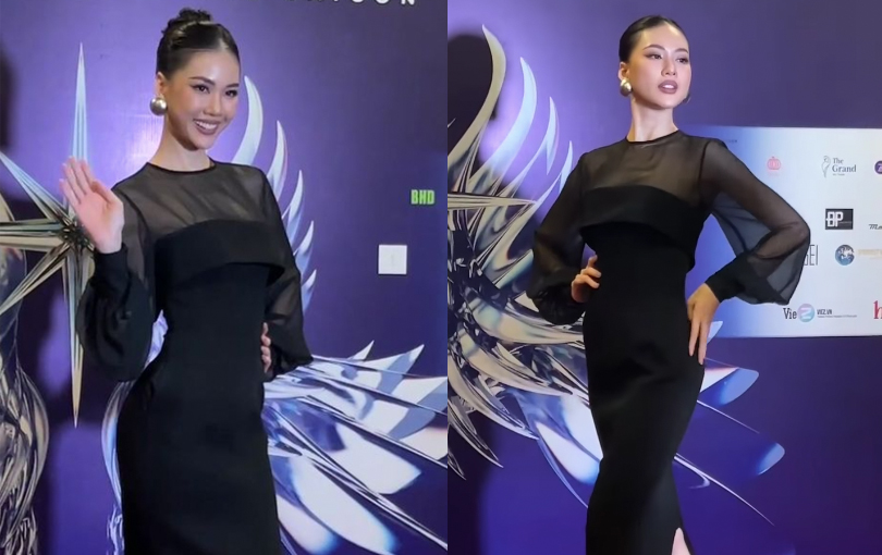 Thí sinh Miss Universe Vietnam 2023 mặc váy đen để tưởng niệm nạn nhân vụ cháy chung cư mini ở Hà Nội - ảnh 1