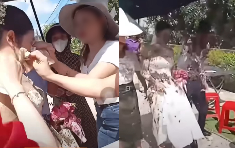 Cô dâu chú rể ở Hà Tĩnh bị hắt chất bẩn vào người khi đang rước dâu, nghi do người yêu cũ - ảnh 1