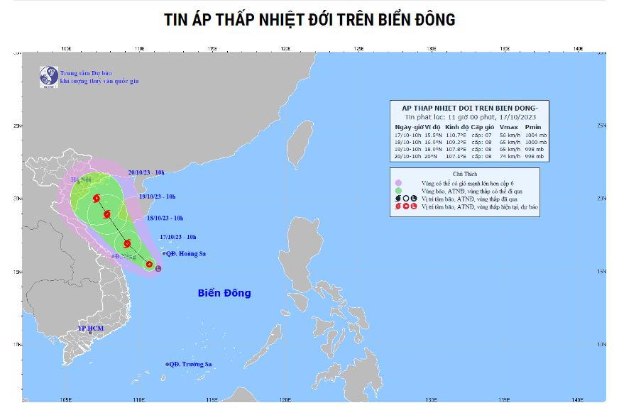 Áp thấp nhiệt đới có thể mạnh lên thành bão số 5 vào ngày mai, ảnh hưởng vùng biển Quảng Trị đến Đà Nẵng - ảnh 1