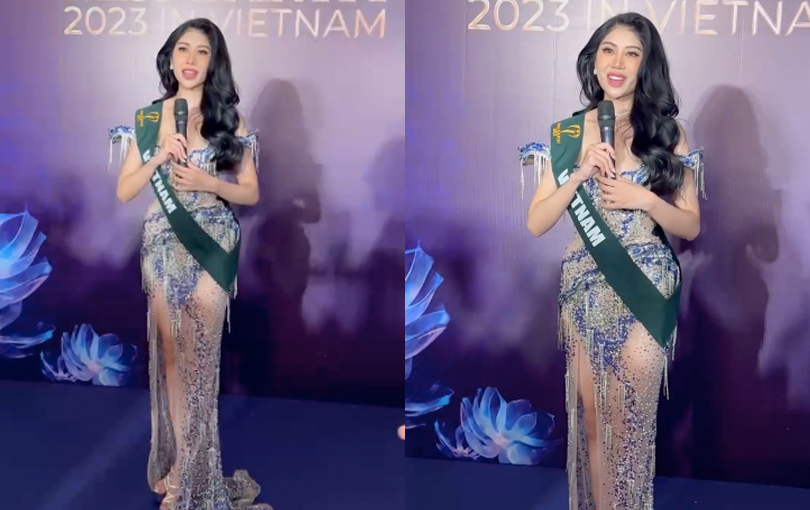 Hoa hậu Trái đất Việt Nam 2023 té ngã trên thảm xanh, phản ứng sau đó nhận được khen ngợi - ảnh 3