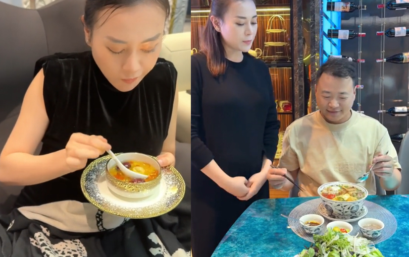 Diễn viên Phương Oanh mang thai đôi tẩm bổ bằng thức ăn rắc vàng, Shark Bình cưng chiều hết mực - ảnh 2