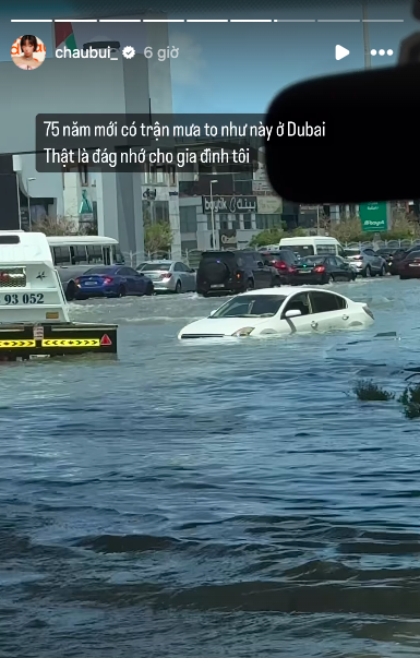 Châu Bùi đang ở Dubai đúng vào thời điểm ngập lụt kinh hoàng, phố biến thành sông - ảnh 2