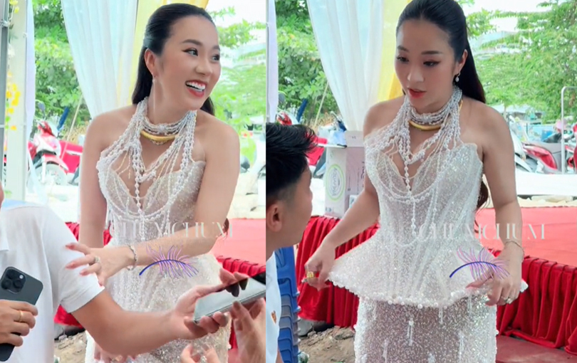 Chiếc váy cưới hở bạo của vợ TiTi (HKT) gây tranh luận, tiệc cưới ở quê mặc như vậy có phù hợp? - ảnh 4