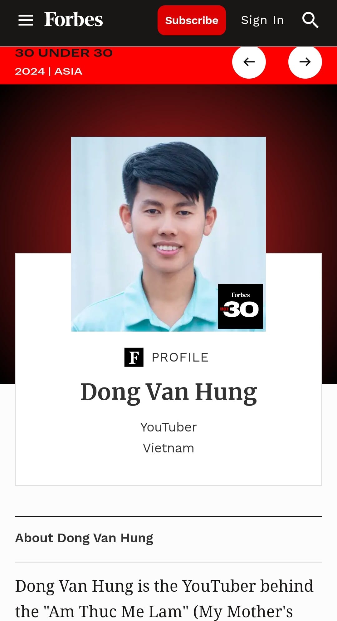 Chủ kênh 'Ẩm thực mẹ làm' Đồng Văn Hùng được Forbes vinh danh, là người Việt duy nhất trong hạng mục Media - ảnh 1
