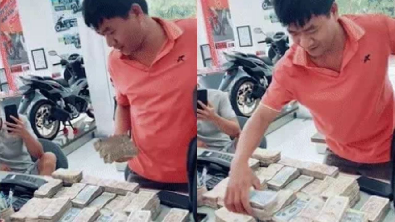 Hình ảnh người chồng mang 11kg tiền lẻ đến mua xe khiến CĐM ngỡ ngàng