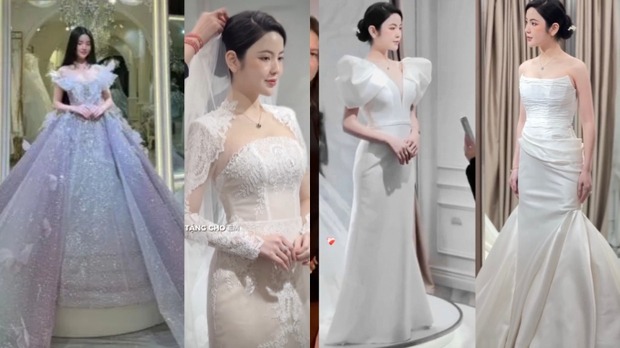 Hình ảnh Chu Thanh Huyền thử váy cưới nhận được nhiều lời khen của cư dân mạng