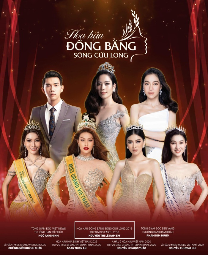 Poster giới thiệu dàn ban giám khảo đồng hành cùng Hoa hậu Đồng bằng sông Cửu Long