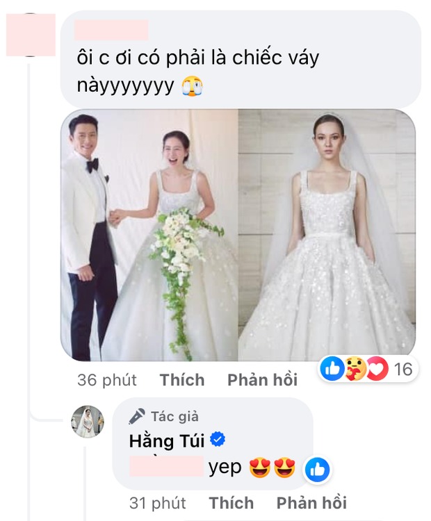 Cư dân mạng nhanh chóng phát hiện ra mẫu váy cưới Hằng Túi đang mặc giống hết mẫu váy cưới của Son Ye Ji