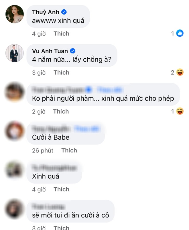 Dưới phần bình luận, nhiều bạn bè của Mai Phương Thúy đã nhắc đến chuyện cưới xin