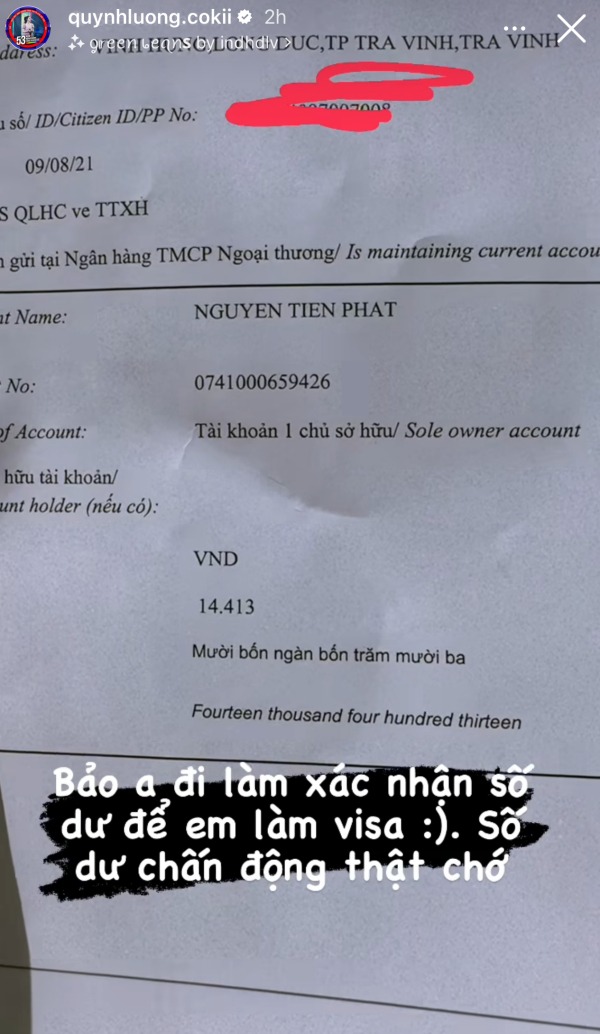 Cư dân mạng bất ngờ trước số dư tài khoản ít ỏi của bạn trai Quỳnh Lương