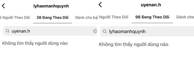 Cả hai đã không còn theo dõi nhau trên mạng xã hội