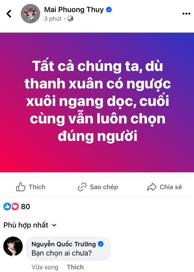 Chia sẻ của Mai Phương Thúy gây chú ý