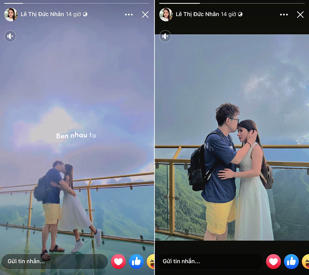 Vợ chồng bà Nhân Vlog 'khoá môi' ngọt ngào trên cầu kính Rồng Mây trong chuyến du lịch vừa qua