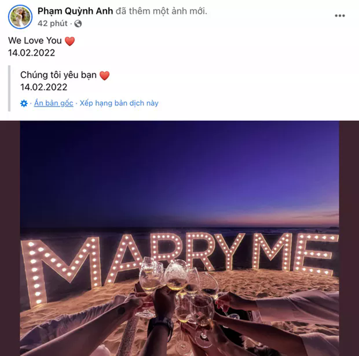 Phạm Quỳnh Anh làm dấy lên nghi vấn được bạn trai cầu hôn vào Valentine năm 2022