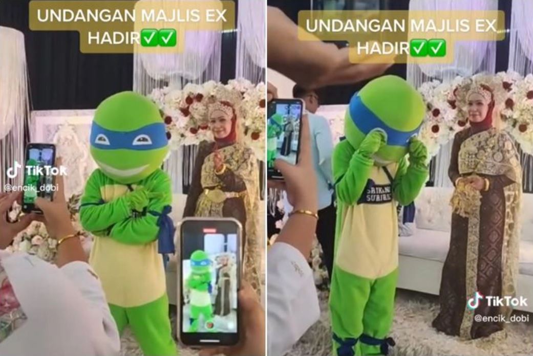 Admad xuất hiện với bộ mascot hình ninja rùa gây ấn tượng ở đám cưới người yêu cũ