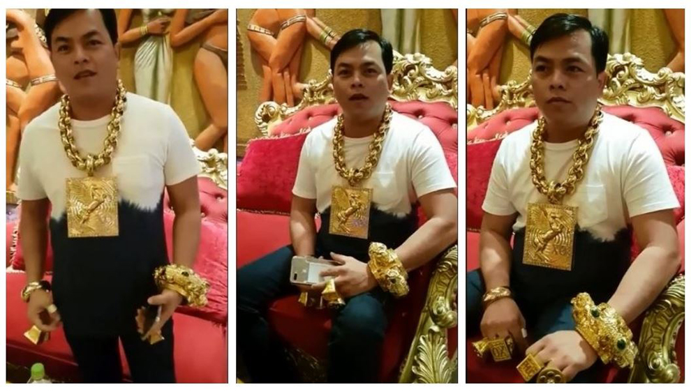 Trang tin Đài Loan đăng tải bài viết bất ngờ về một người đàn ông ở Việt Nam đeo 13 kg vàng trên người