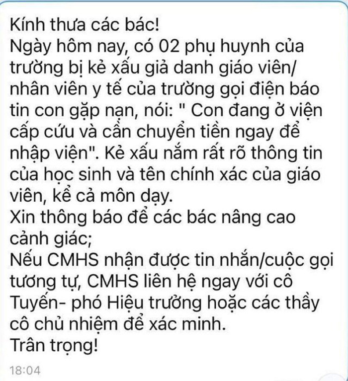 Dù đã cảnh báo l.ừa đ.ảo 'chuyển tiền con cấp cứu', phụ huynh Hà Nội vẫn 'bay sạch' 200 triệu - ảnh 3