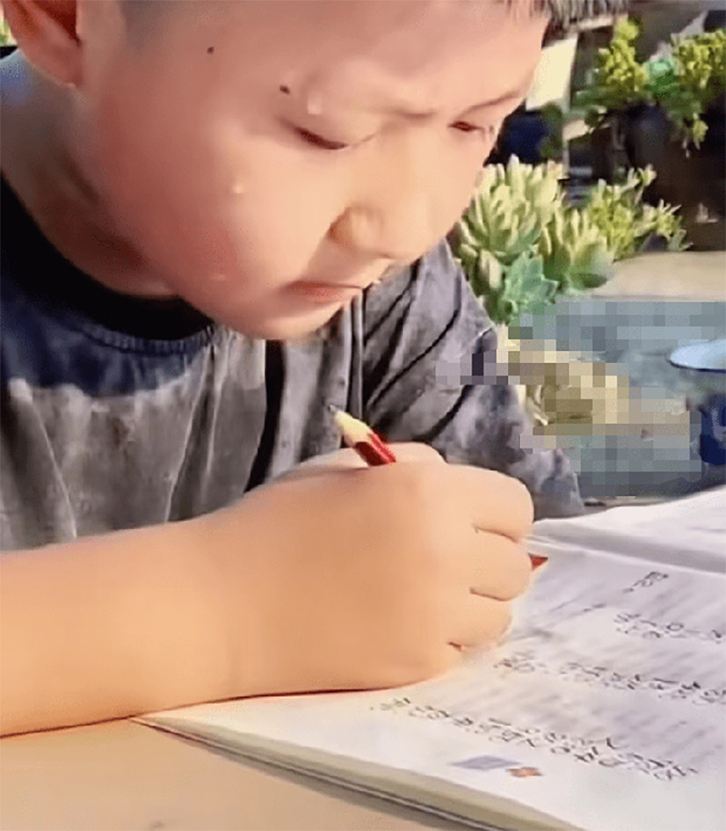 Bức ảnh cậu bé ngồi làm bài tập giữa trời nắng nóng trở thành đề tài bàn tán của nhiều người