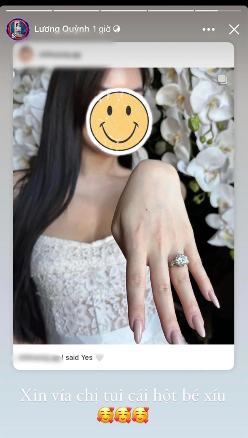 Quỳnh Lương 'xin vía' người chị với chiếc nhẫn đính hôn khổng lồ