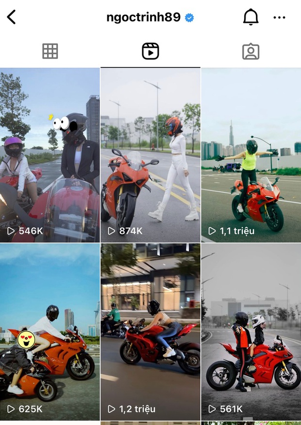 Những video về nội dung lái xe moto của Ngọc Trinh có view rất cao và vẫn đang tăng nhanh