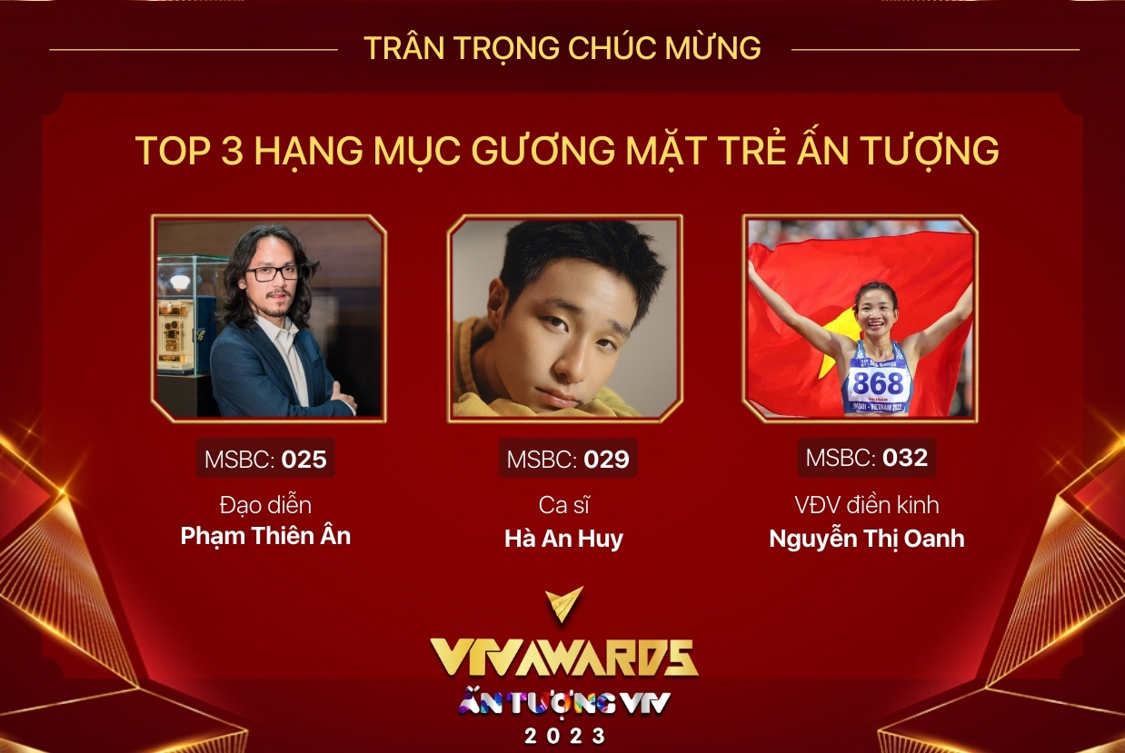 Top 3 đề cử Gương mặt trẻ ấn tượng của năm tại VTV Awards 2023