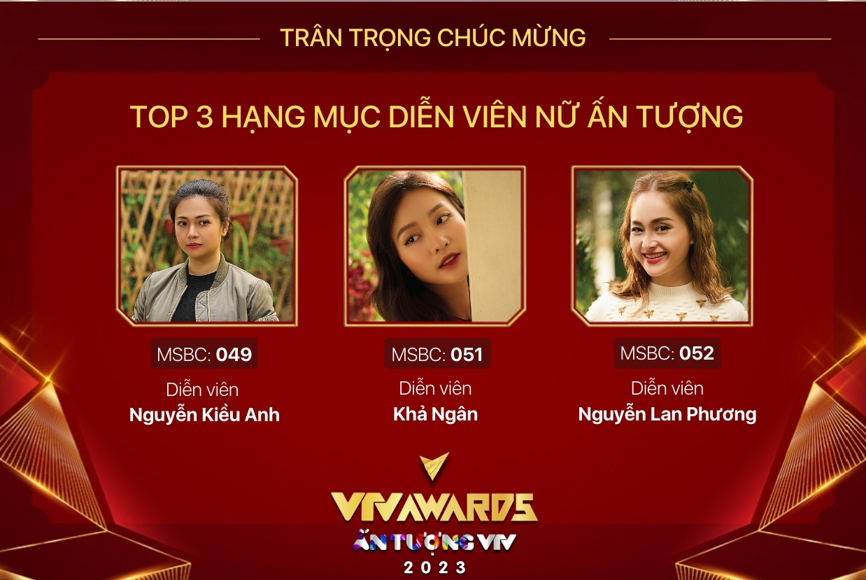 Top 3 đề cử Nữ diễn viên ấn tượng của năm tại VTV Awards 2023