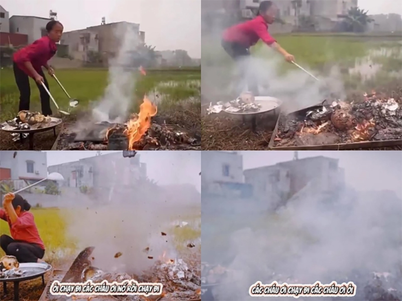 Video nướng trứng đà điểu gây cháy nổ mới đây của Bà Tân Vlog bị 'ném đá' kịch liệt
