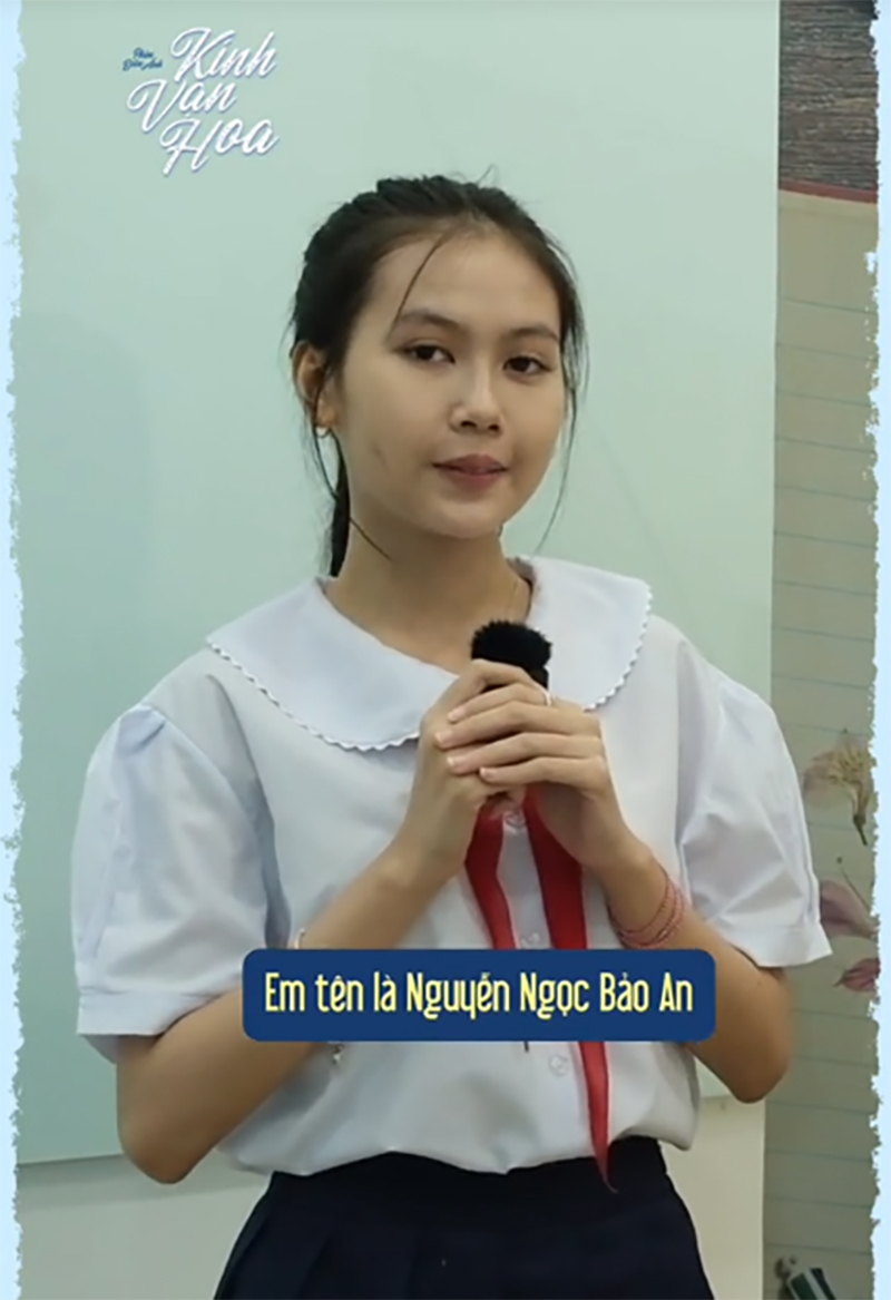 Ruby Bảo An mặc đồng phục học sinh đến buổi casting