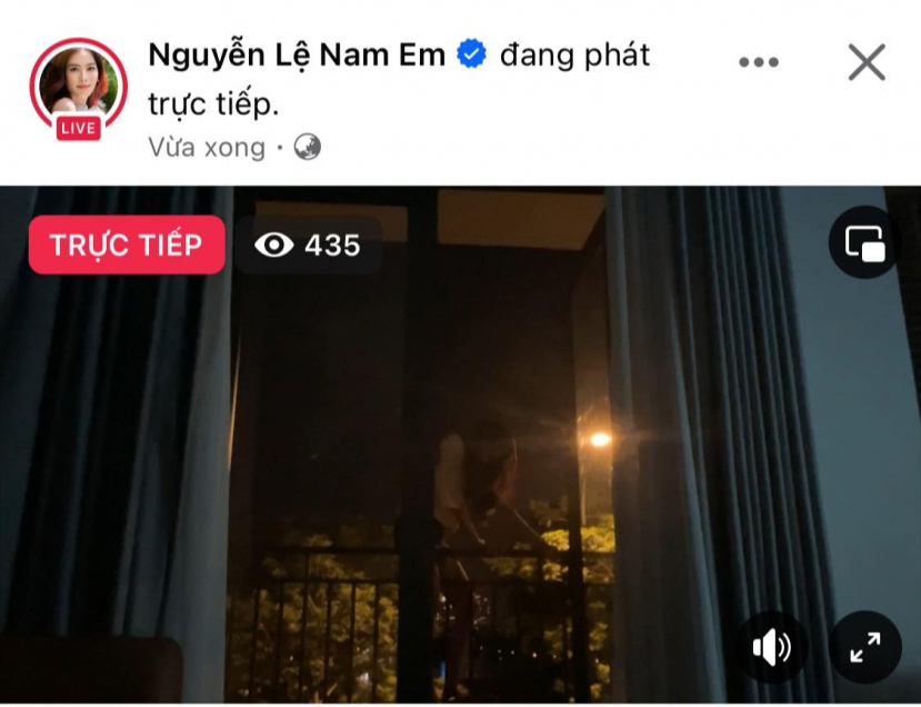 Hình ảnh Nam Em trèo ban công nguy hiểm trong livestream mới đây