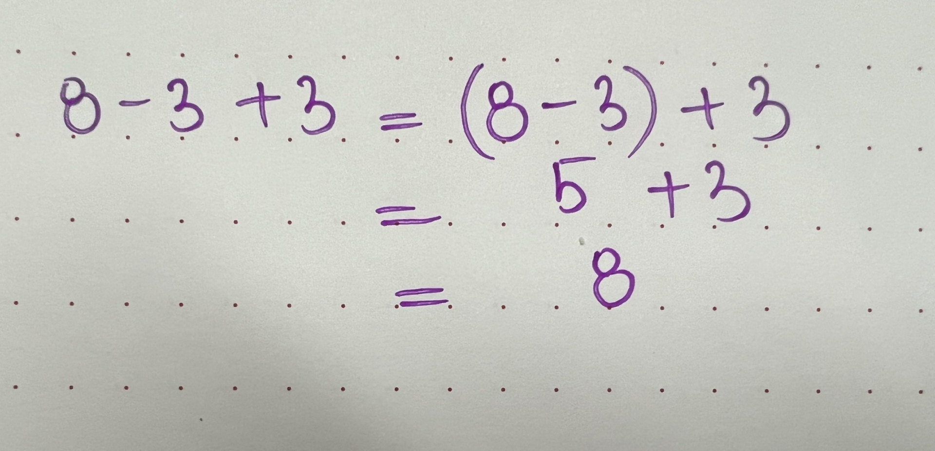 Kết quả đúng của phép toán 8 - 3 + 3 bằng 8